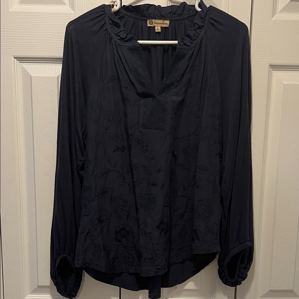 Midnight Blue Floral Blouse